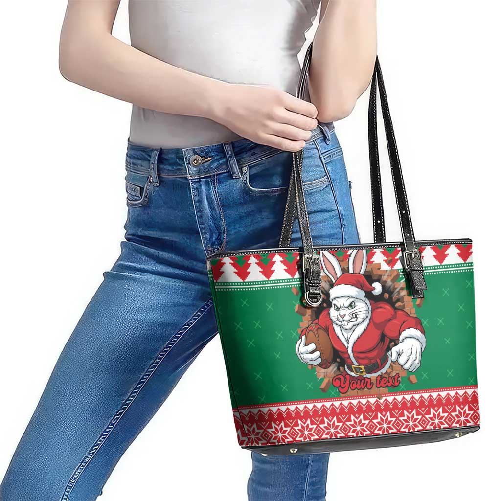 Jingle Rabbitohs Jump Personalized Leather Tote Bag Christmas Rugby League Spirit - Aussie Hoodie