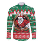 Jingle Rabbitohs Jump Personalized Long Sleeve Button Shirt Christmas Rugby League Spirit - Aussie Hoodie