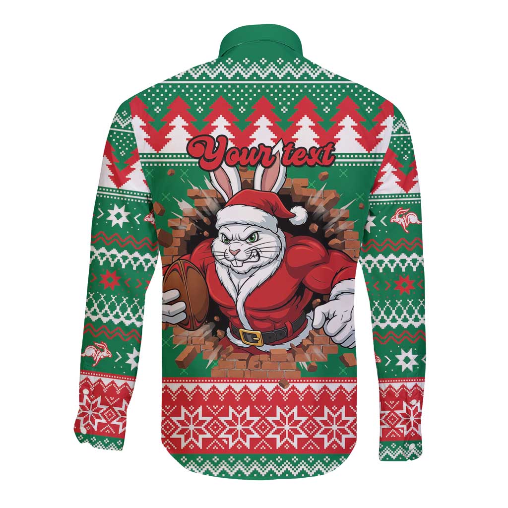 Jingle Rabbitohs Jump Personalized Long Sleeve Button Shirt Christmas Rugby League Spirit - Aussie Hoodie