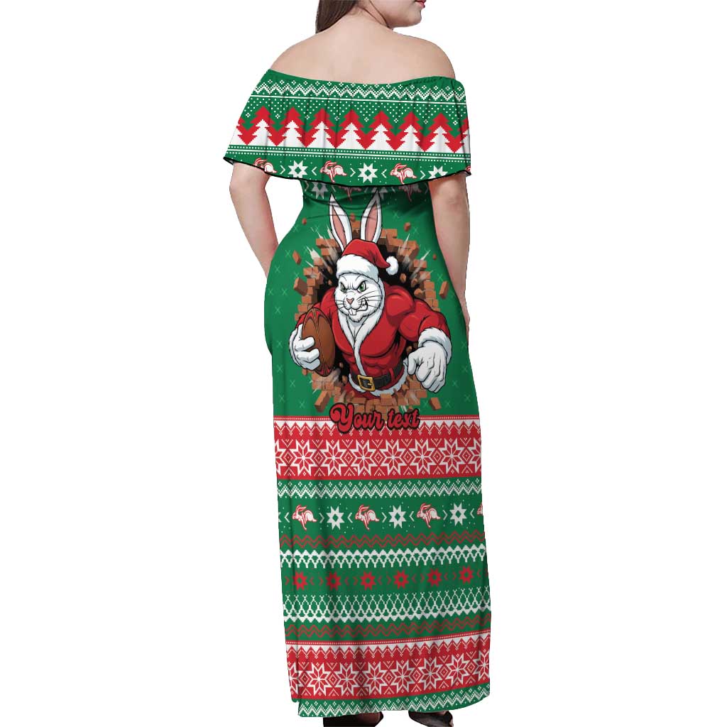 Jingle Rabbitohs Jump Personalized Off Shoulder Maxi Dress Christmas Rugby League Spirit - Aussie Hoodie