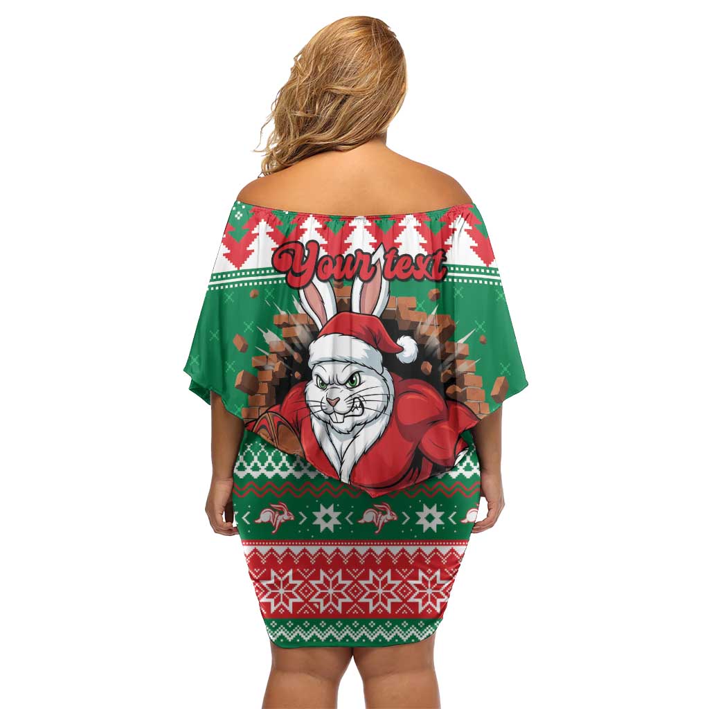 Jingle Rabbitohs Jump Personalized Off Shoulder Short Dress Christmas Rugby League Spirit - Aussie Hoodie