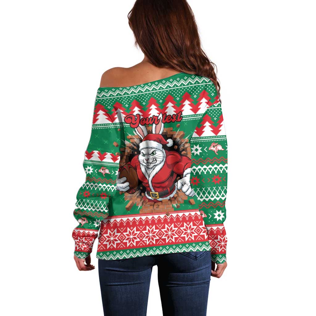 Jingle Rabbitohs Jump Personalized Off Shoulder Sweater Christmas Rugby League Spirit - Aussie Hoodie