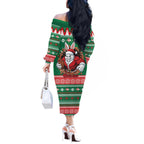 Jingle Rabbitohs Jump Personalized Off The Shoulder Long Sleeve Dress Christmas Rugby League Spirit - Aussie Hoodie
