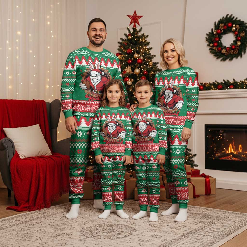 Jingle Rabbitohs Jump Personalized Christmas Pajama Set Christmas Rugby League Spirit - Aussie Hoodie