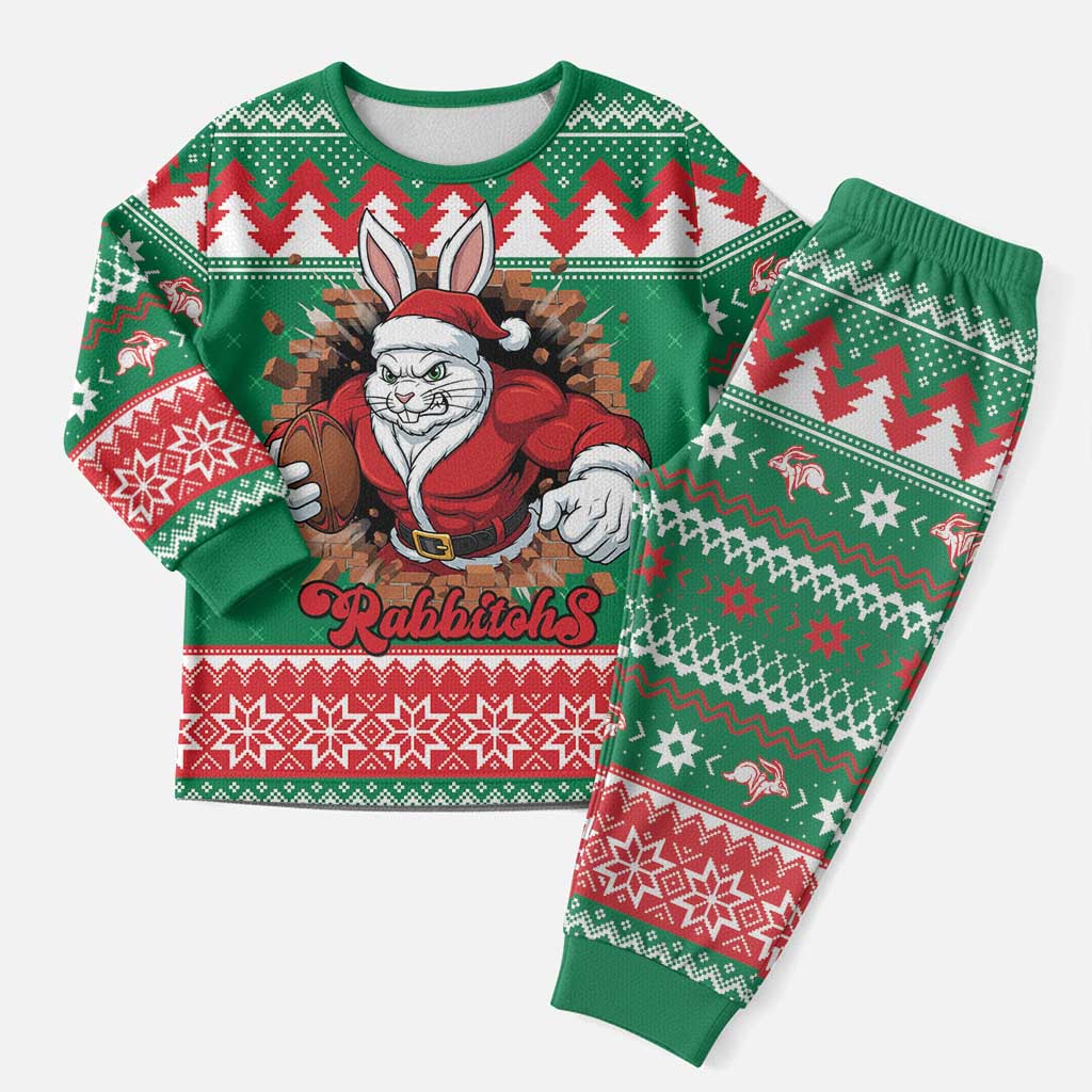 Jingle Rabbitohs Jump Personalized Christmas Pajama Set Christmas Rugby League Spirit - Aussie Hoodie
