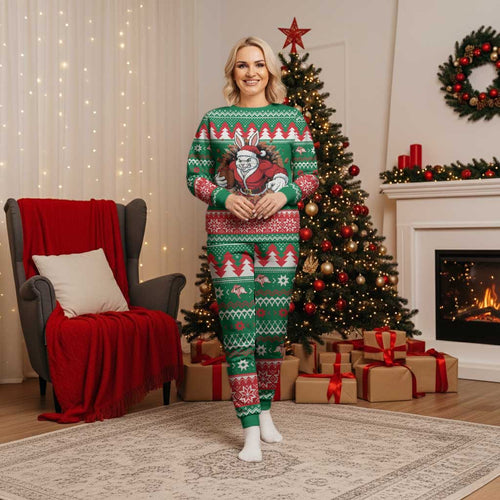Jingle Rabbitohs Jump Personalized Christmas Pajama Set Christmas Rugby League Spirit - Aussie Hoodie