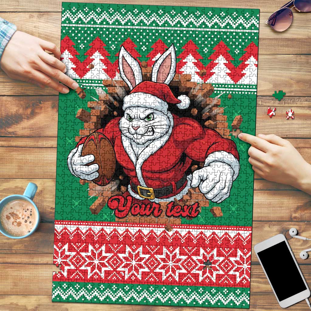 Jingle Rabbitohs Jump Personalized Puzzle Christmas Rugby League Spirit - Aussie Hoodie