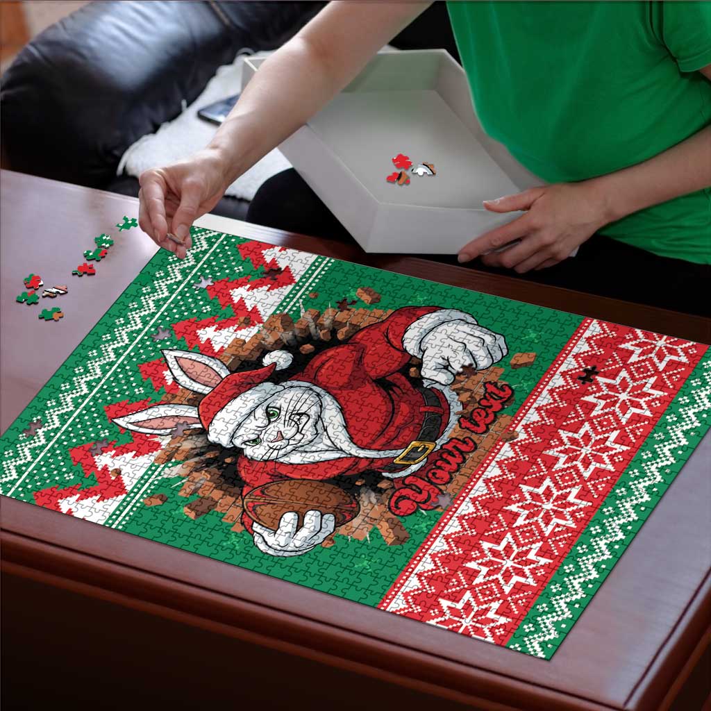 Jingle Rabbitohs Jump Personalized Puzzle Christmas Rugby League Spirit - Aussie Hoodie