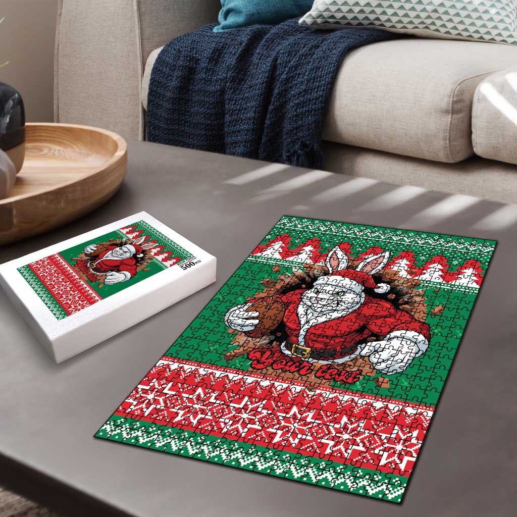 Jingle Rabbitohs Jump Personalized Puzzle Christmas Rugby League Spirit - Aussie Hoodie