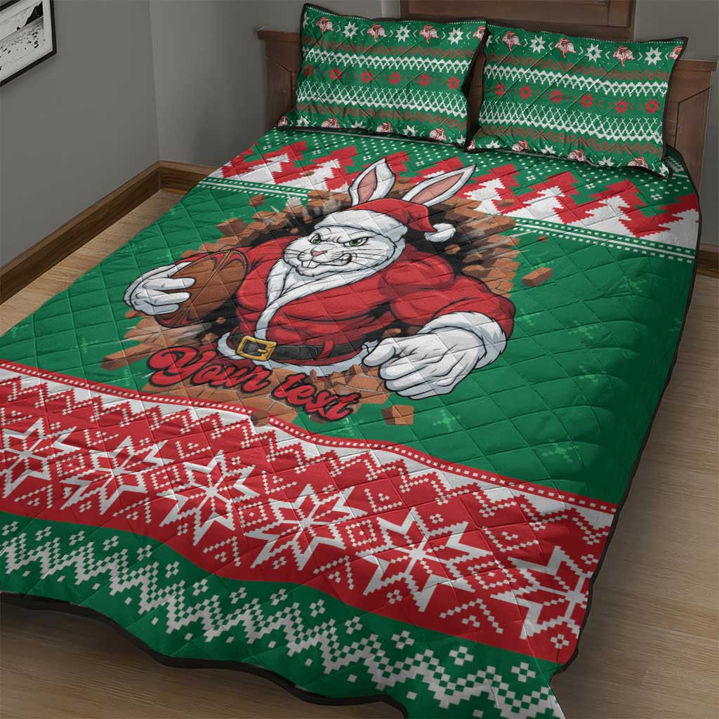 Jingle Rabbitohs Jump Personalized Quilt Bed Set Christmas Rugby League Spirit - Aussie Hoodie