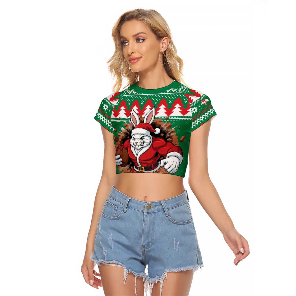 Jingle Rabbitohs Jump Personalized Raglan Cropped T Shirt Christmas Rugby League Spirit - Aussie Hoodie