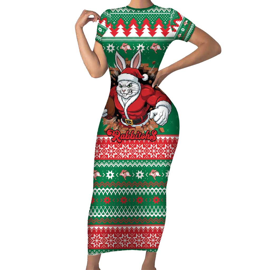 Jingle Rabbitohs Jump Personalized Short Sleeve Bodycon Dress Christmas Rugby League Spirit - Aussie Hoodie