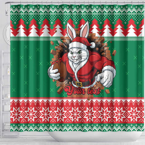Jingle Rabbitohs Jump Personalized Shower Curtain Christmas Rugby League Spirit - Aussie Hoodie