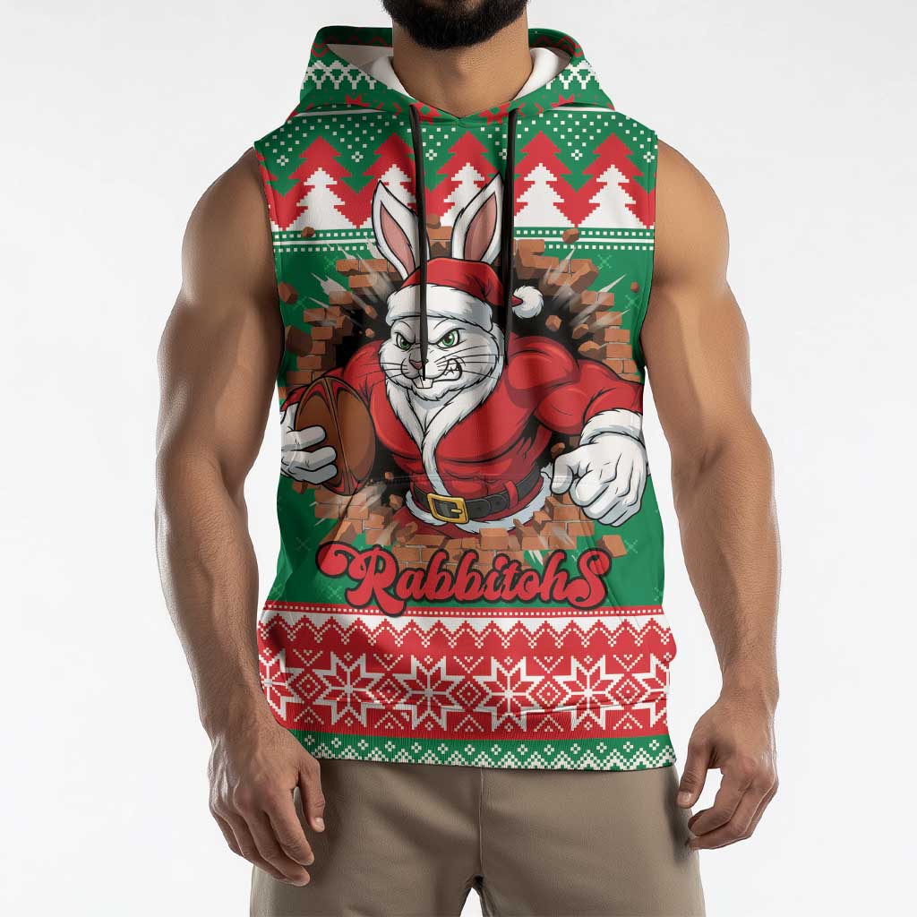 Jingle Rabbitohs Jump Personalized Sleeveless Hoodie Christmas Rugby League Spirit - Aussie Hoodie