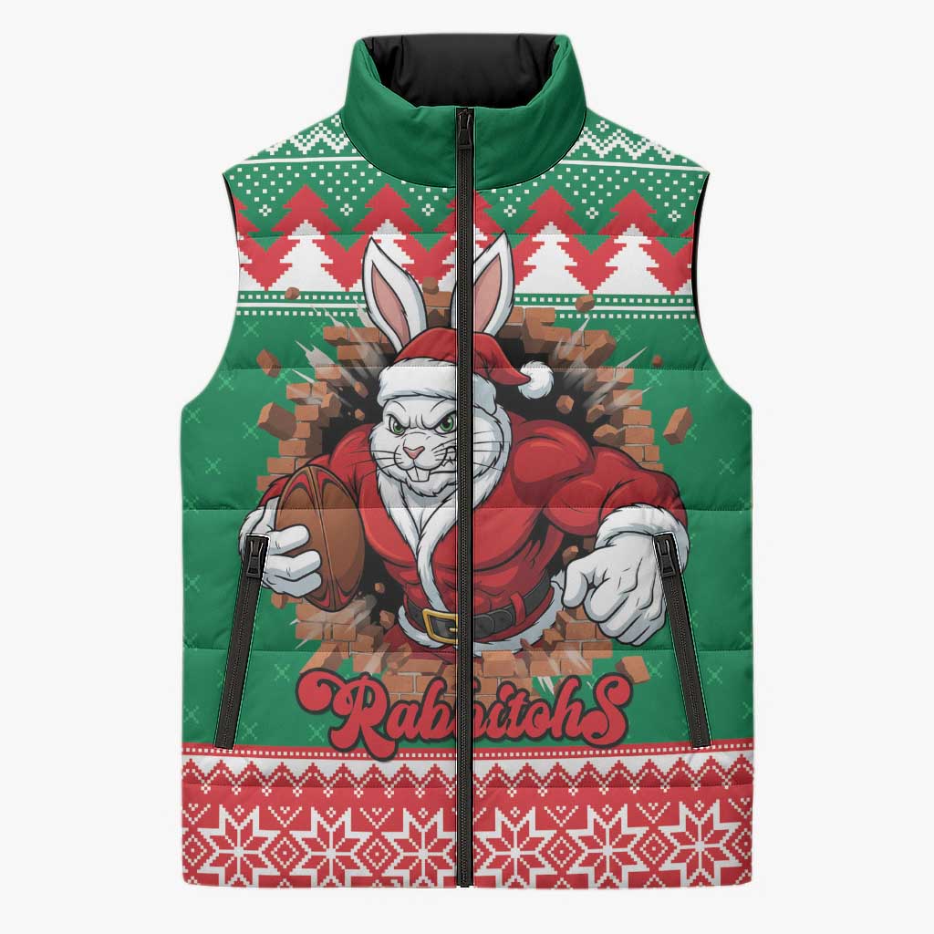 Jingle Rabbitohs Jump Personalized Sleeveless Puffer Jacket Christmas Rugby League Spirit - Aussie Hoodie