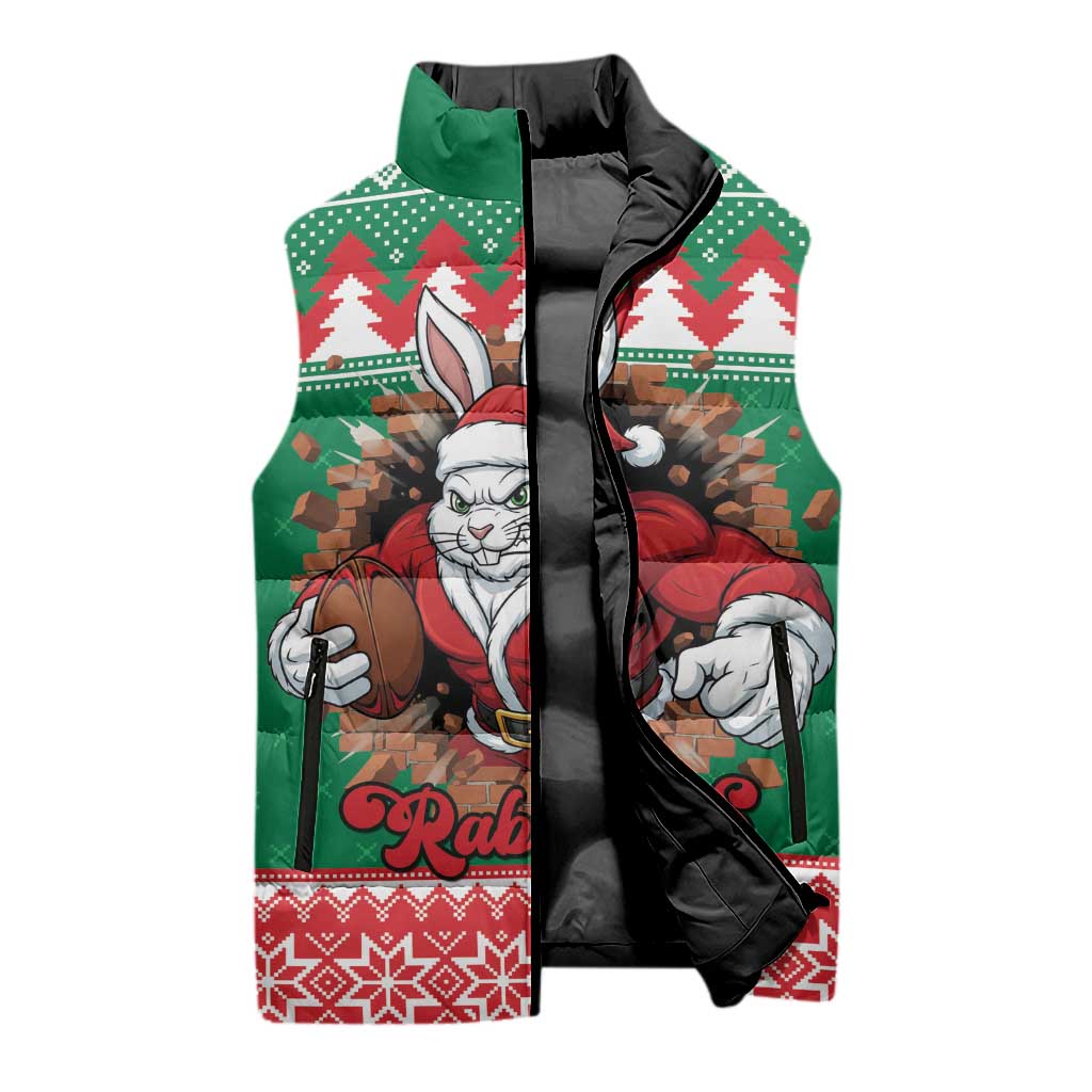 Jingle Rabbitohs Jump Personalized Sleeveless Puffer Jacket Christmas Rugby League Spirit - Aussie Hoodie