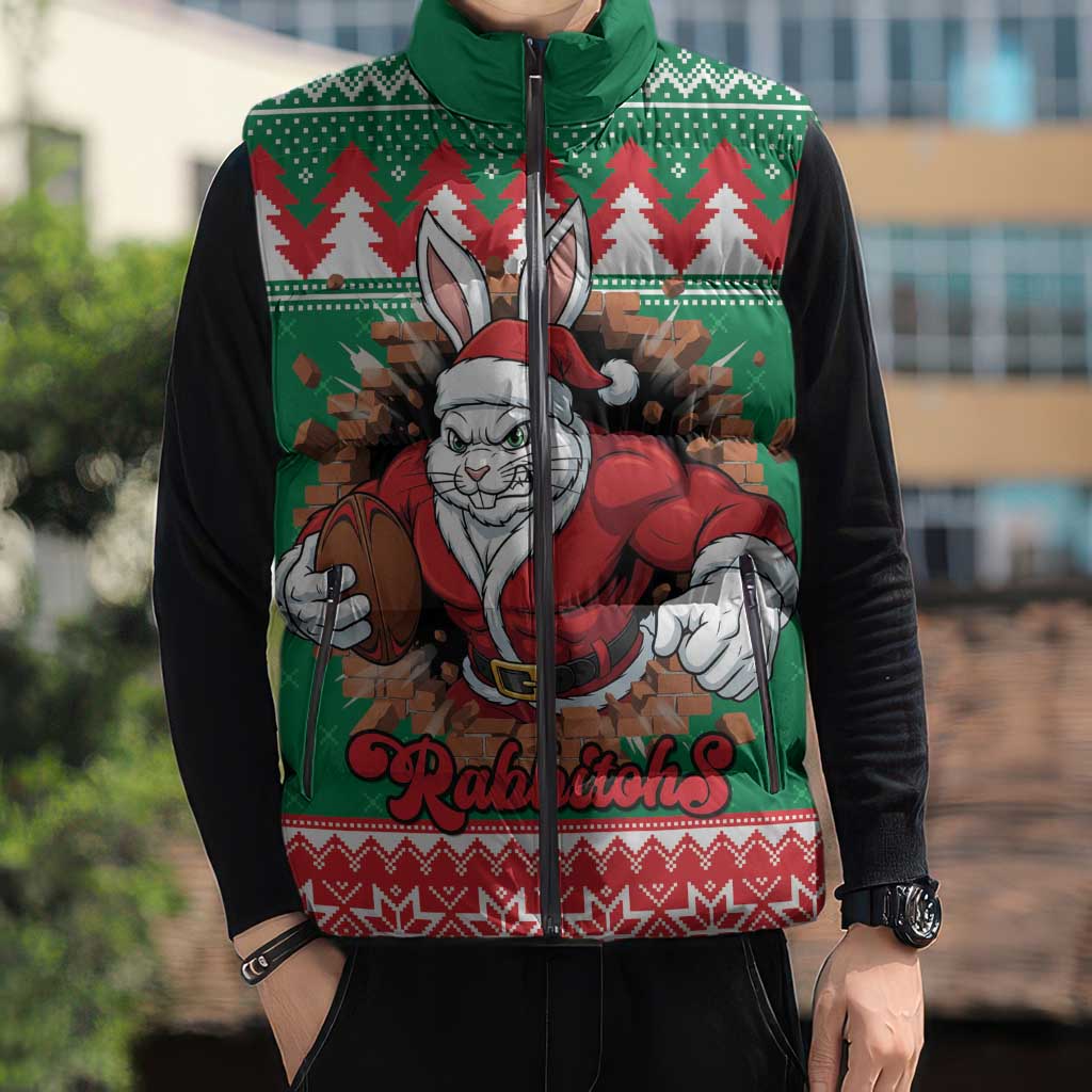 Jingle Rabbitohs Jump Personalized Sleeveless Puffer Jacket Christmas Rugby League Spirit - Aussie Hoodie