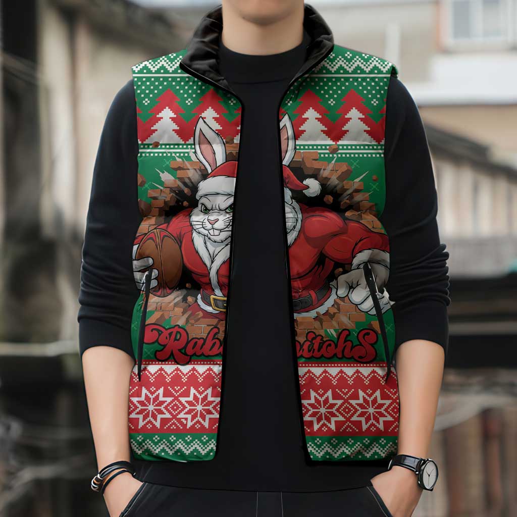 Jingle Rabbitohs Jump Personalized Sleeveless Puffer Jacket Christmas Rugby League Spirit - Aussie Hoodie