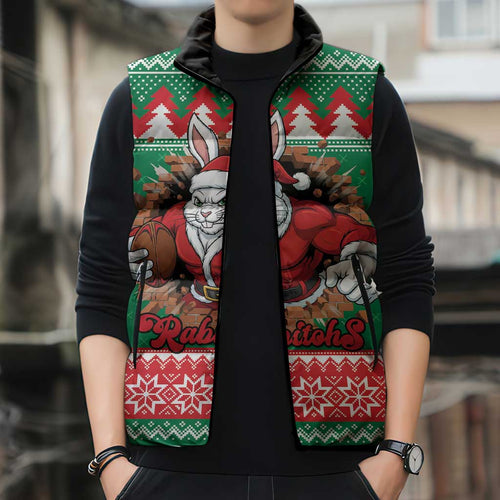 Jingle Rabbitohs Jump Personalized Sleeveless Puffer Jacket Christmas Rugby League Spirit - Aussie Hoodie