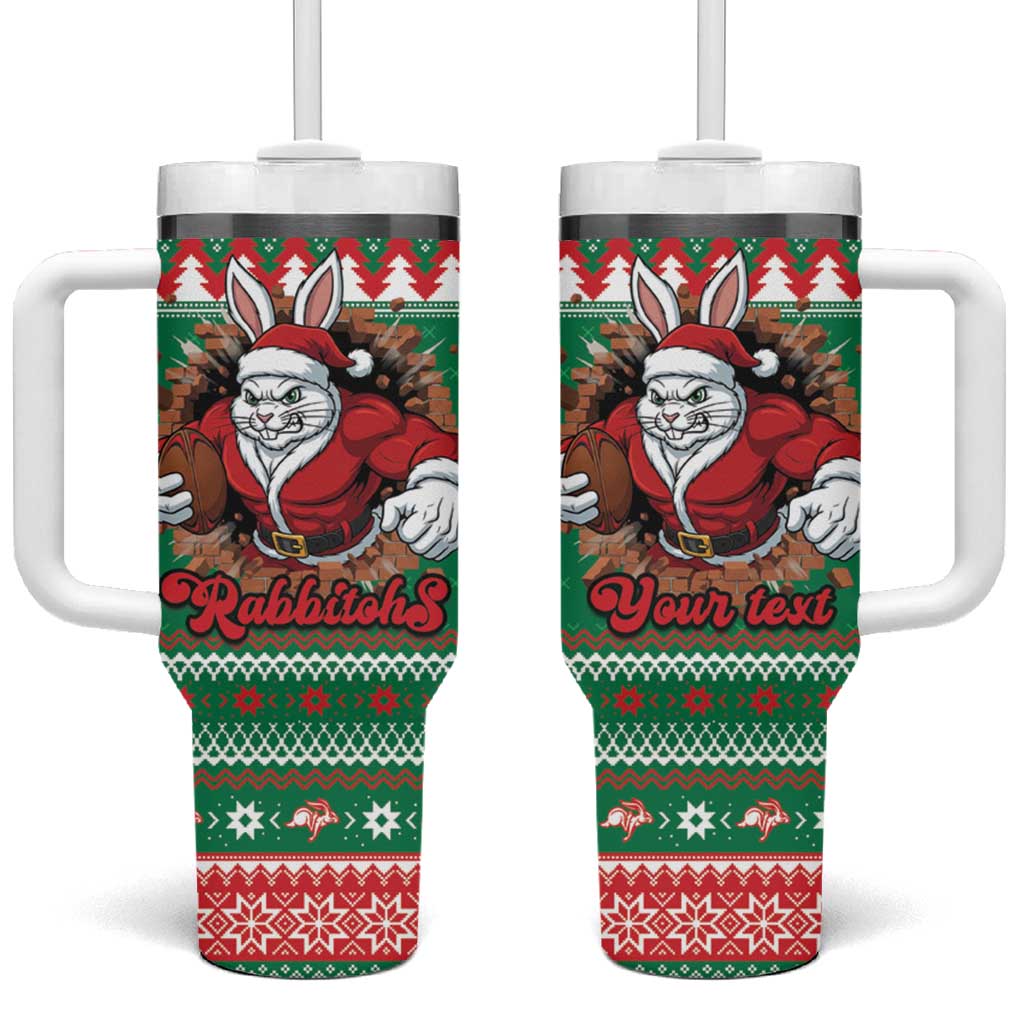 Jingle Rabbitohs Jump Personalized Tumbler With Handle Christmas Rugby League Spirit - Aussie Hoodie