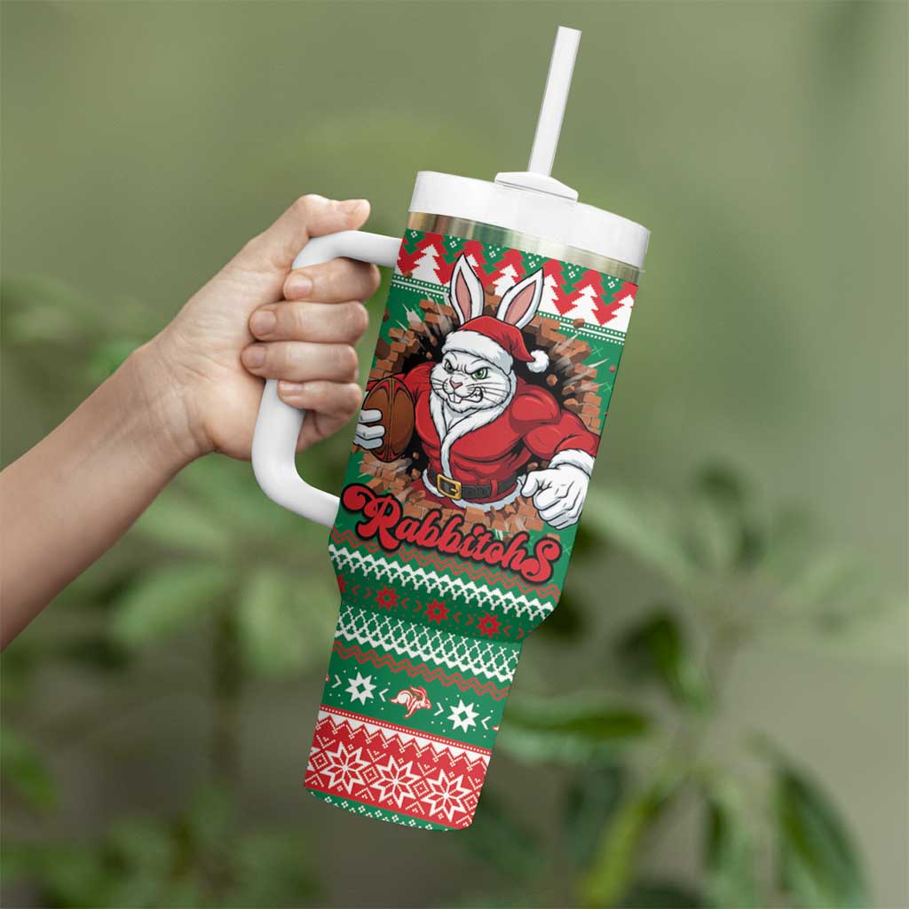 Jingle Rabbitohs Jump Personalized Tumbler With Handle Christmas Rugby League Spirit - Aussie Hoodie