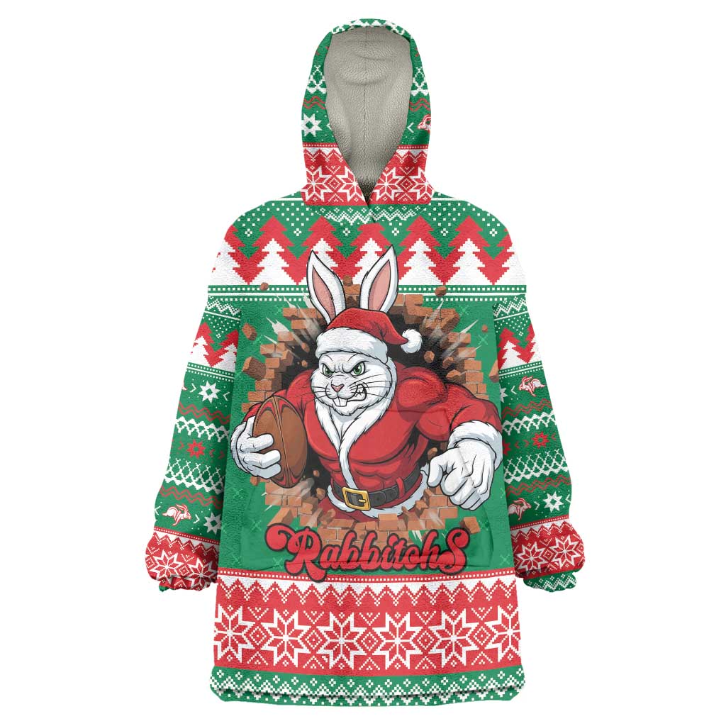 Jingle Rabbitohs Jump Personalized Wearable Blanket Hoodie Christmas Rugby League Spirit - Aussie Hoodie