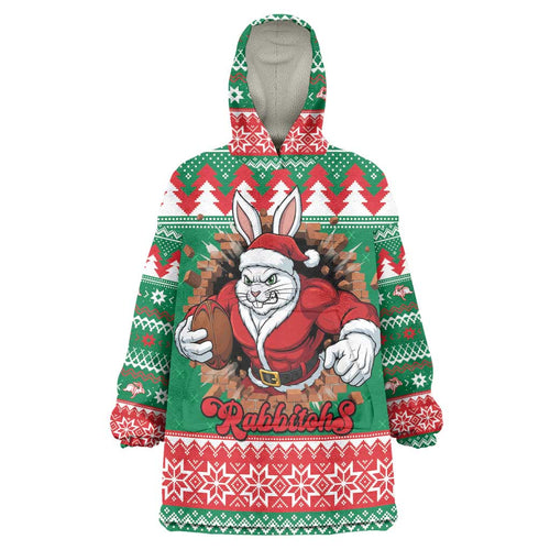 Jingle Rabbitohs Jump Personalized Wearable Blanket Hoodie Christmas Rugby League Spirit - Aussie Hoodie