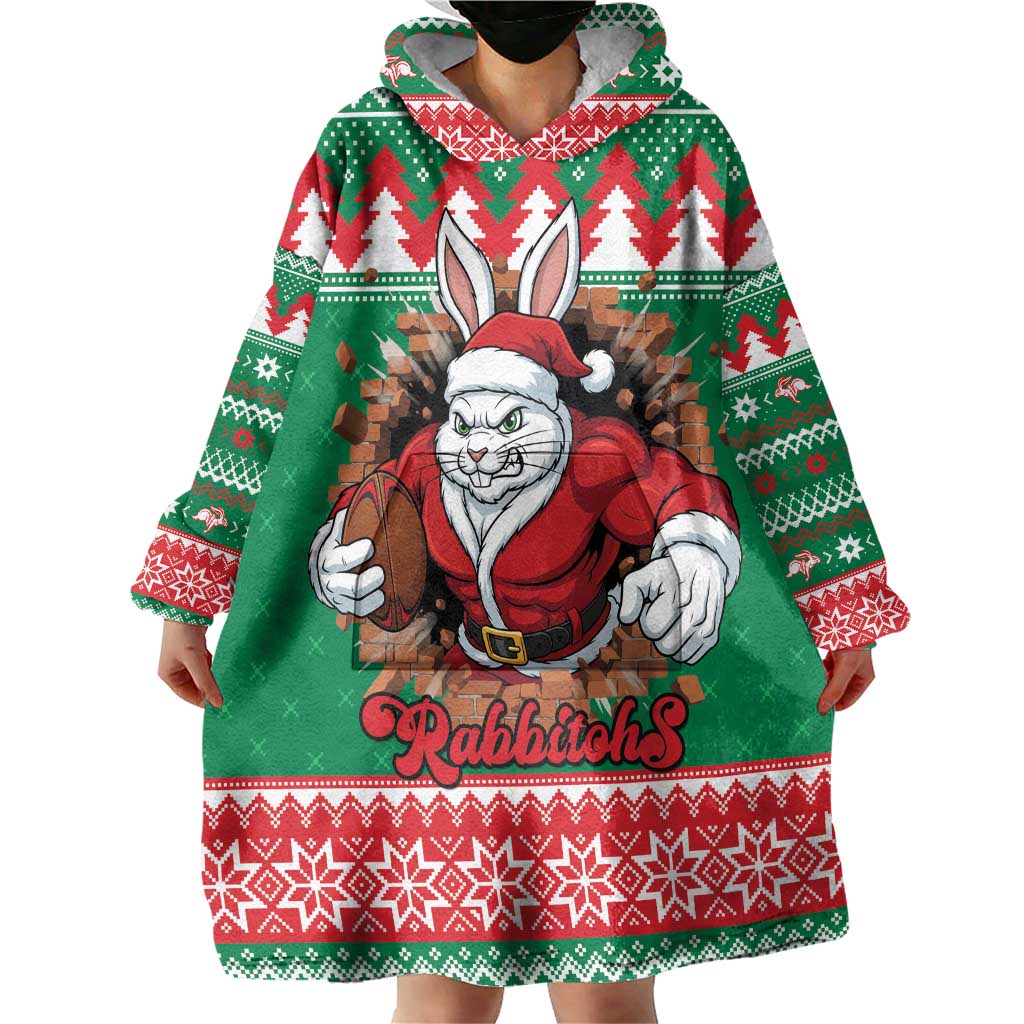 Jingle Rabbitohs Jump Personalized Wearable Blanket Hoodie Christmas Rugby League Spirit - Aussie Hoodie