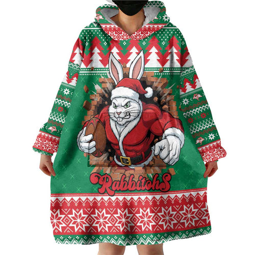 Jingle Rabbitohs Jump Personalized Wearable Blanket Hoodie Christmas Rugby League Spirit - Aussie Hoodie