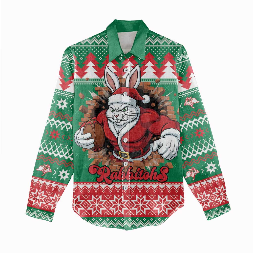 Jingle Rabbitohs Jump Personalized Women Casual Shirt Christmas Rugby League Spirit - Aussie Hoodie