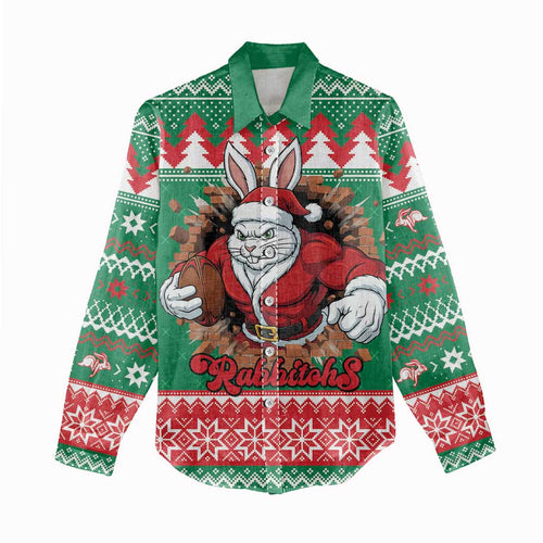Jingle Rabbitohs Jump Personalized Women Casual Shirt Christmas Rugby League Spirit - Aussie Hoodie