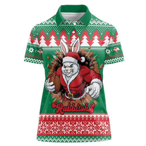 Jingle Rabbitohs Jump Personalized Women Polo Shirt Christmas Rugby League Spirit - Aussie Hoodie