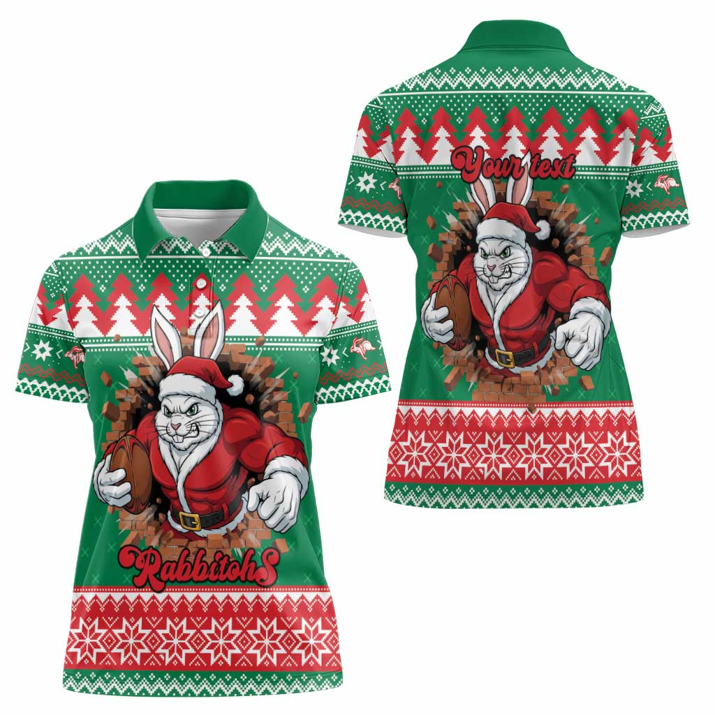 Jingle Rabbitohs Jump Personalized Women Polo Shirt Christmas Rugby League Spirit - Aussie Hoodie