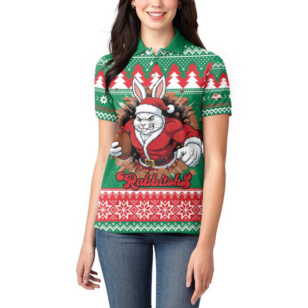 Jingle Rabbitohs Jump Personalized Women Polo Shirt Christmas Rugby League Spirit - Aussie Hoodie