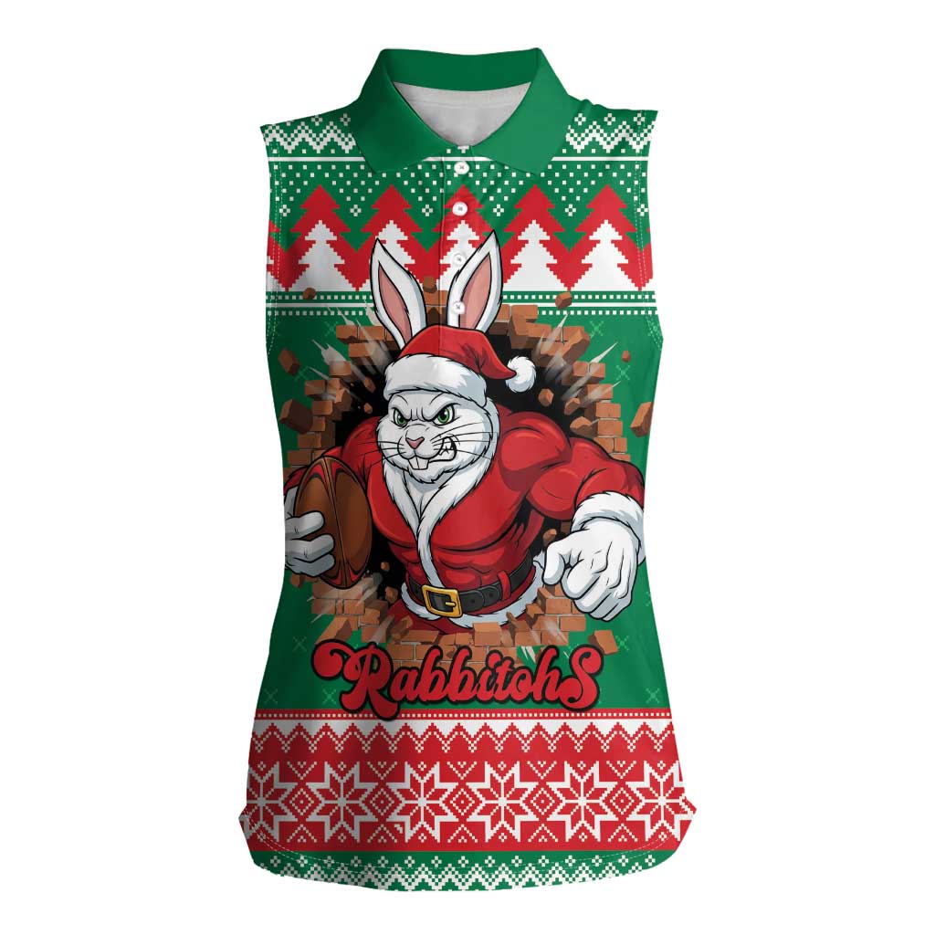 Jingle Rabbitohs Jump Personalized Women Sleeveless Polo Shirt Christmas Rugby League Spirit - Aussie Hoodie