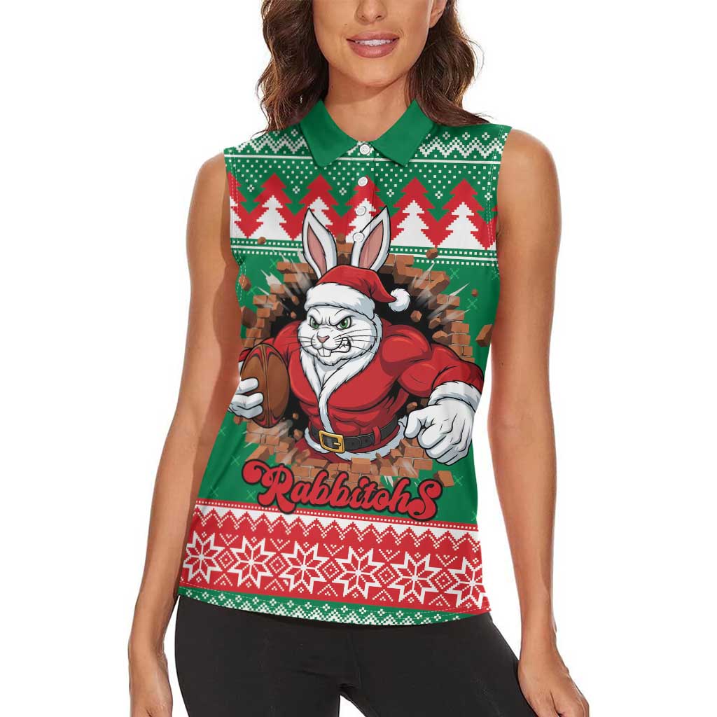 Jingle Rabbitohs Jump Personalized Women Sleeveless Polo Shirt Christmas Rugby League Spirit - Aussie Hoodie