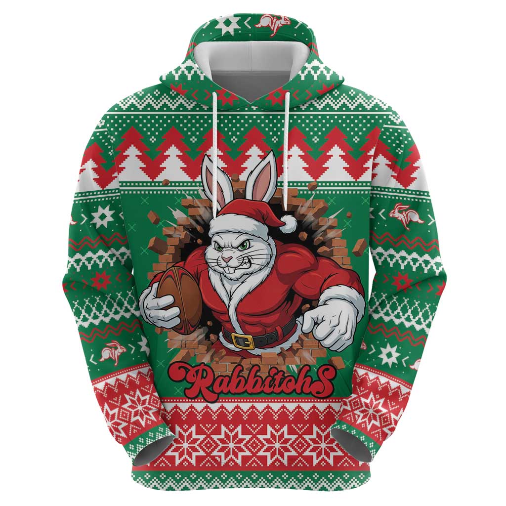 Jingle Rabbitohs Jump Personalized Zip Hoodie Christmas Rugby League Spirit - Aussie Hoodie