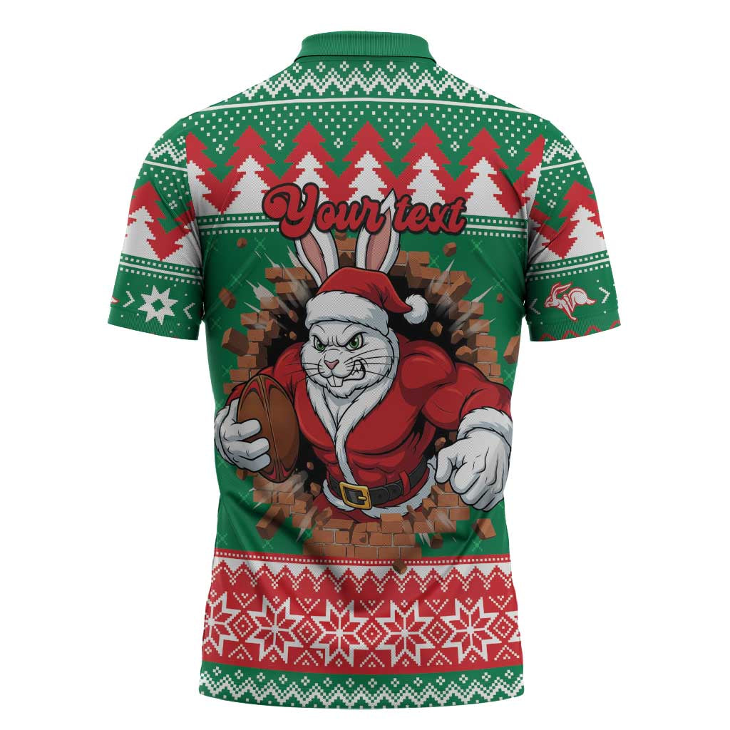 Jingle Rabbitohs Jump Personalized Zipper Polo Shirt Christmas Rugby League Spirit - Aussie Hoodie