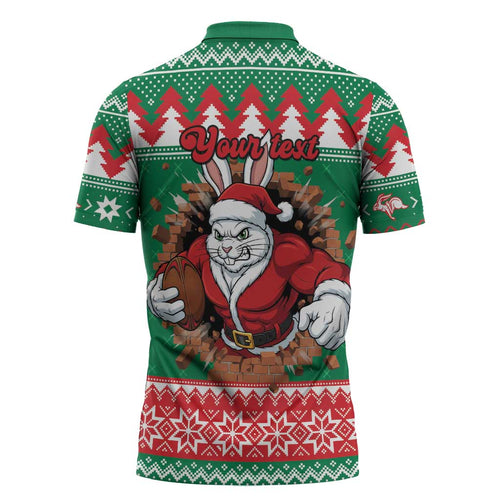 Jingle Rabbitohs Jump Personalized Zipper Polo Shirt Christmas Rugby League Spirit - Aussie Hoodie