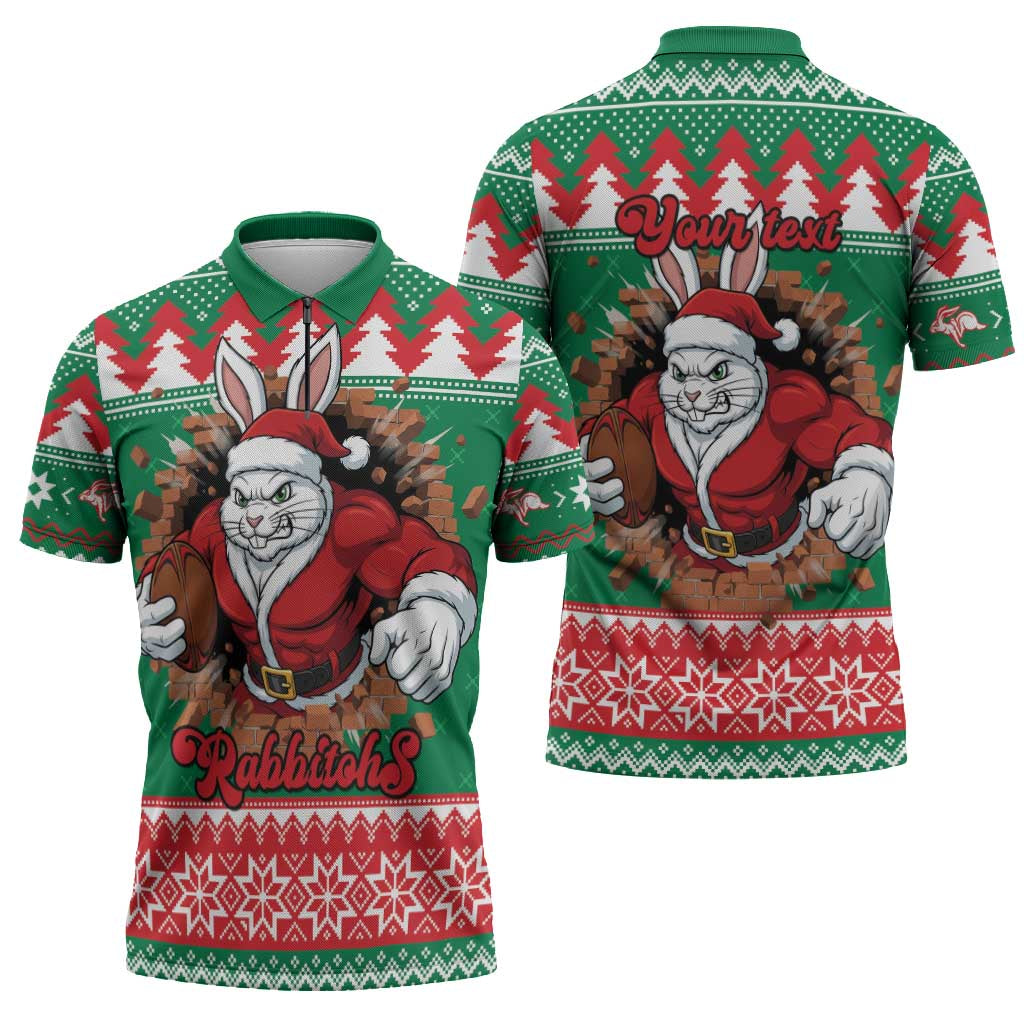 Jingle Rabbitohs Jump Personalized Zipper Polo Shirt Christmas Rugby League Spirit - Aussie Hoodie