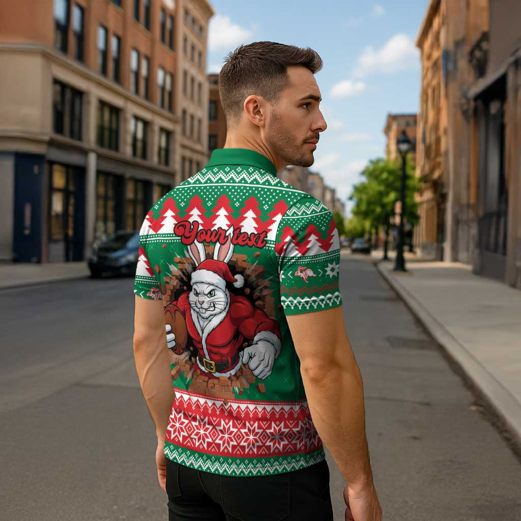 Jingle Rabbitohs Jump Personalized Zipper Polo Shirt Christmas Rugby League Spirit - Aussie Hoodie