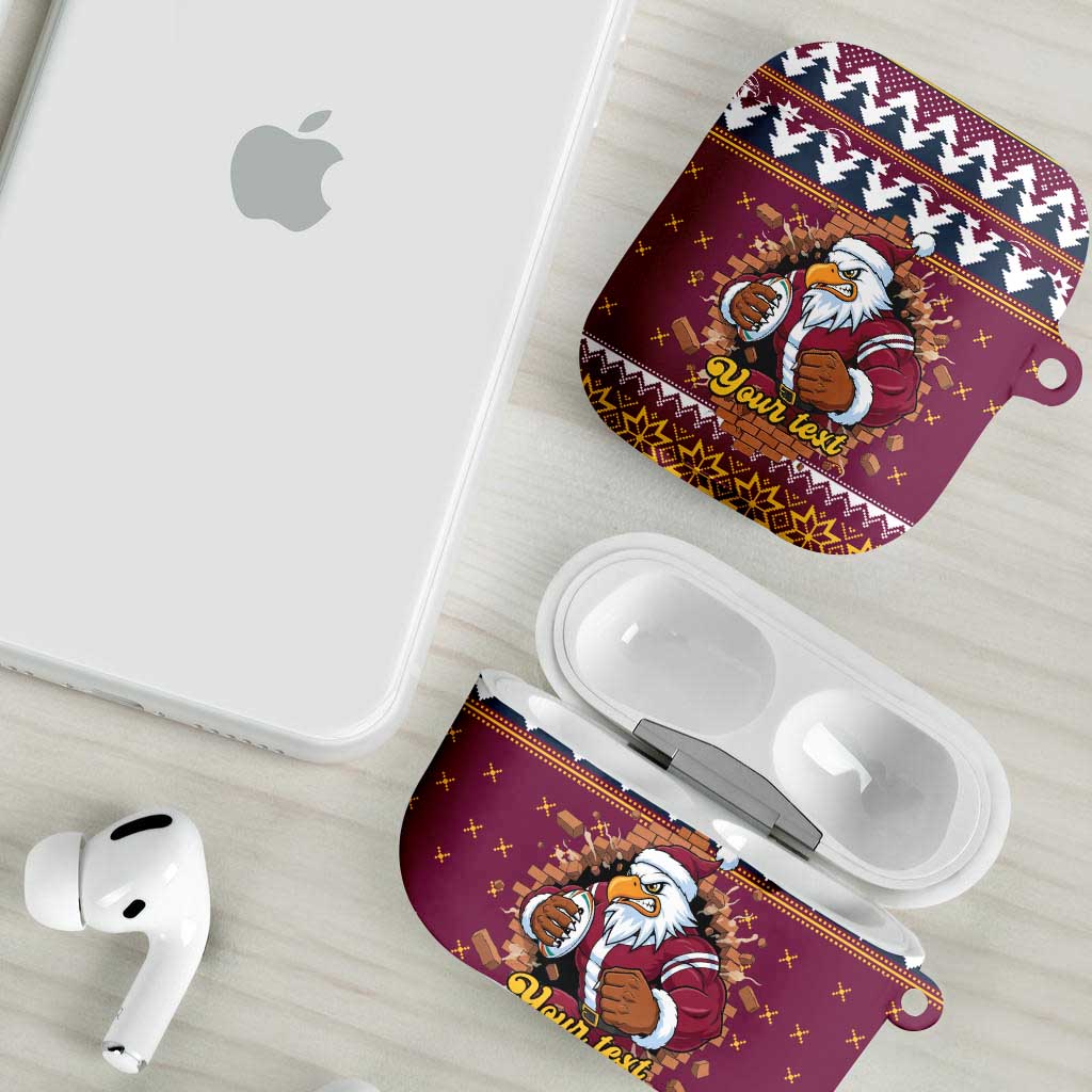 Merry Eagle Roar Personalized AirPods Case Christmas Rugby League Spirit - Aussie Hoodie