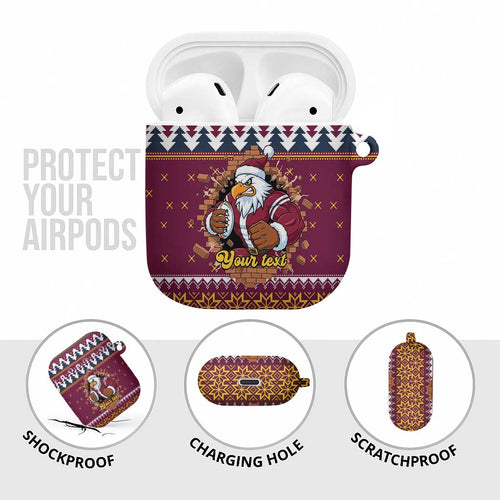 Merry Eagle Roar Personalized AirPods Case Christmas Rugby League Spirit - Aussie Hoodie
