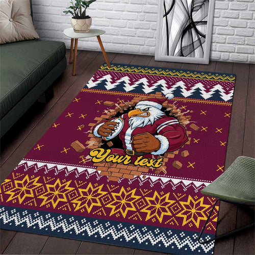 Merry Eagle Roar Personalized Area Rug Christmas Rugby League Spirit - Aussie Hoodie