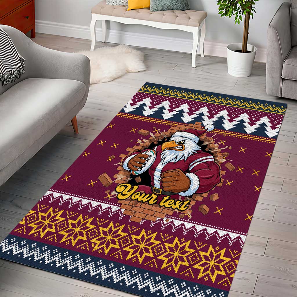 Merry Eagle Roar Personalized Area Rug Christmas Rugby League Spirit - Aussie Hoodie