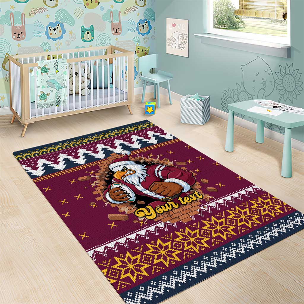 Merry Eagle Roar Personalized Area Rug Christmas Rugby League Spirit - Aussie Hoodie