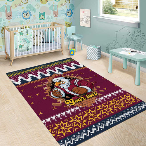 Merry Eagle Roar Personalized Area Rug Christmas Rugby League Spirit - Aussie Hoodie
