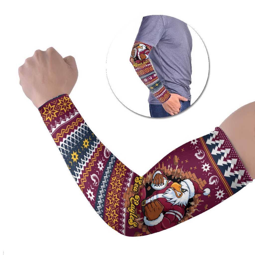 Merry Eagle Roar Personalized Arm Sleeves Christmas Rugby League Spirit - Aussie Hoodie