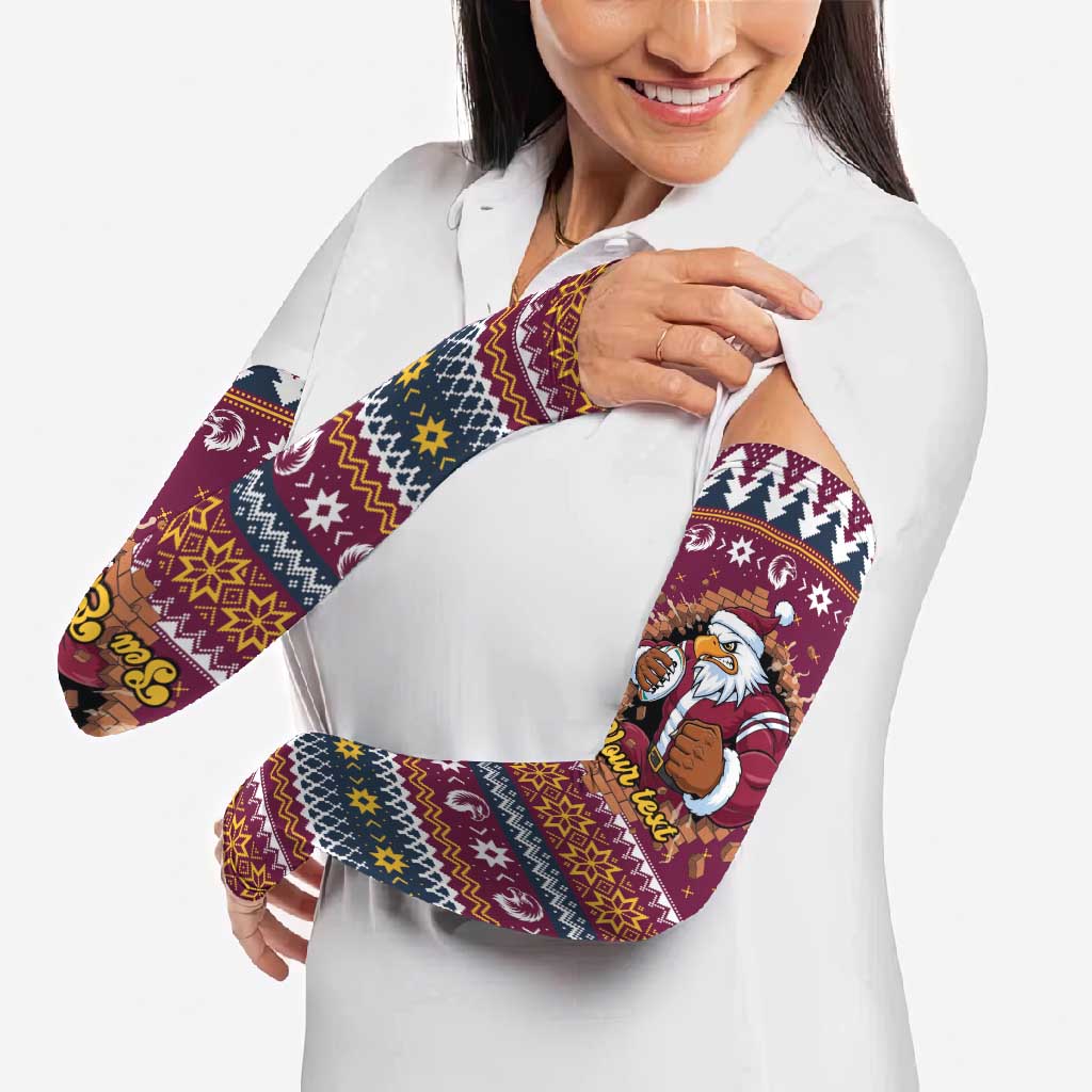 Merry Eagle Roar Personalized Arm Sleeves Christmas Rugby League Spirit - Aussie Hoodie