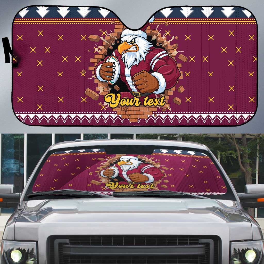 Merry Eagle Roar Personalized Auto Sun Shade Christmas Rugby League Spirit - undefined